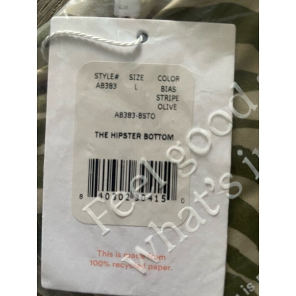 Andie Swim The Hipster Bikini Bottom Bias Stripe Olive size L NWT Style AB383 - Picture 5 of 5